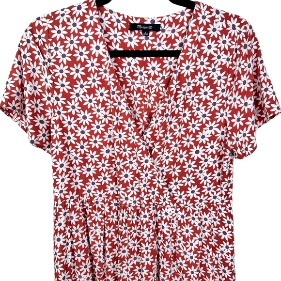 Madewell Clara Midi Dress Falling Daisies Small Russet Burnt Orange - Picture 8 of 16